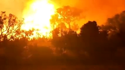 Screen shots of the fire at night