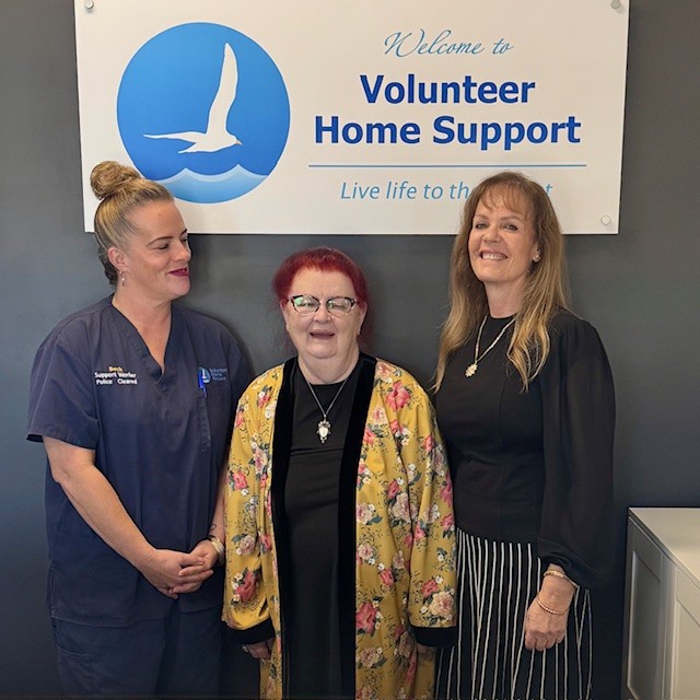 Support Worker Rebecca Walton with cllient Kerry Webb (middle) and CEO Jodie Kulessa (right).