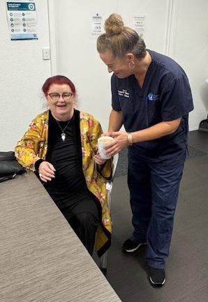 Support worker Rebecca Walton with client and friend Kerry Webb