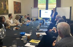 Andrew McFarlan addresses delegates at Bene Aged Care inAdelaide, 2025.